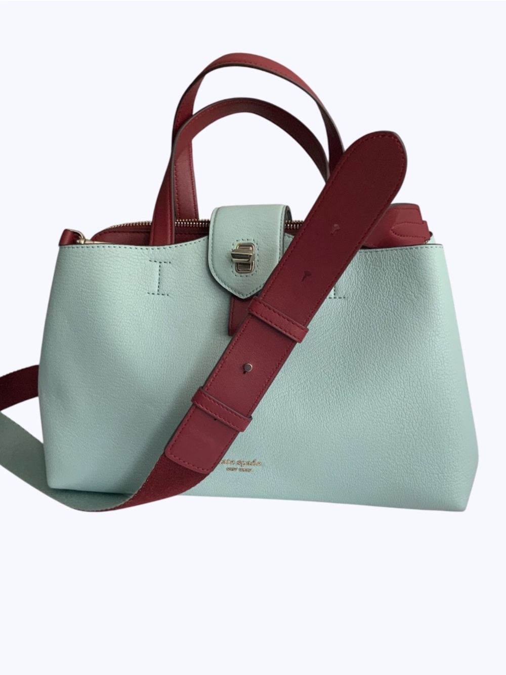 Kate Spade New York Essential Satchel Cloud Mist Burgundy NWOT